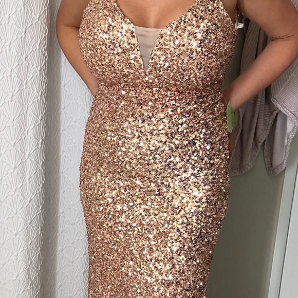 Party Gown. Ombré Pink and Gold. Sequin. - Picture 12 of 14